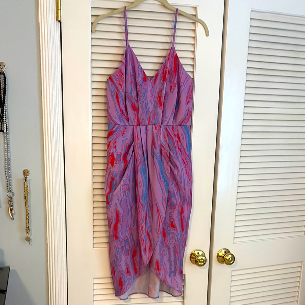 Chelsea28 Nordstrom Purple and Pink Ruched Midi Dress Sundress Small